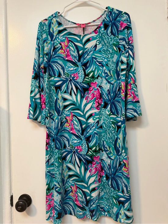 Lilly Pulitzer Dresses & Skirts - Lilly Pulitzer Teal & Pink Tropical Swim Cover-Up Dress